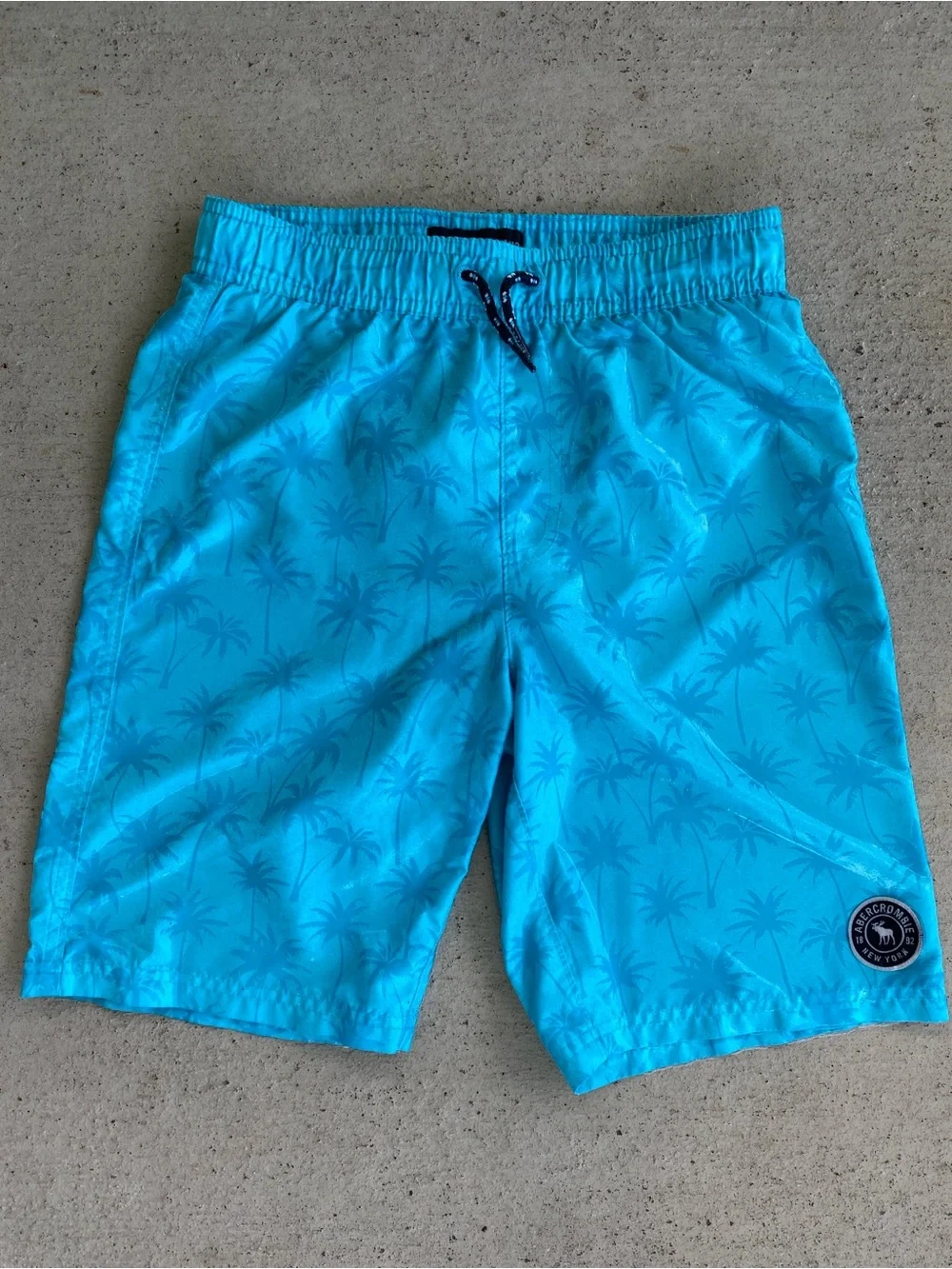 Abercrombie Kids Boys Color Changing Swim Trucks - Aqua Blue with Palm Trees
